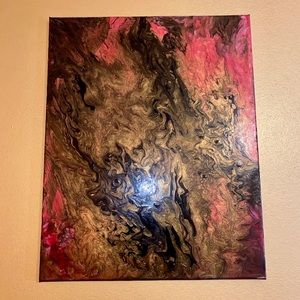 Red/black/gold Drip Paint Wall Decor